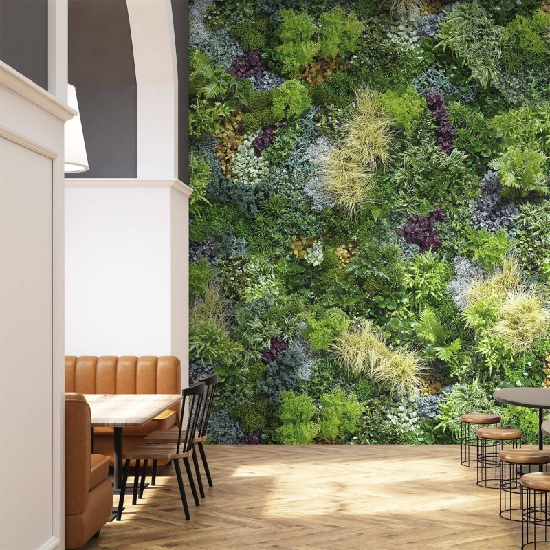 KOZIEL | Wide panoramic mix green wall mural - Natural | LPV025-X