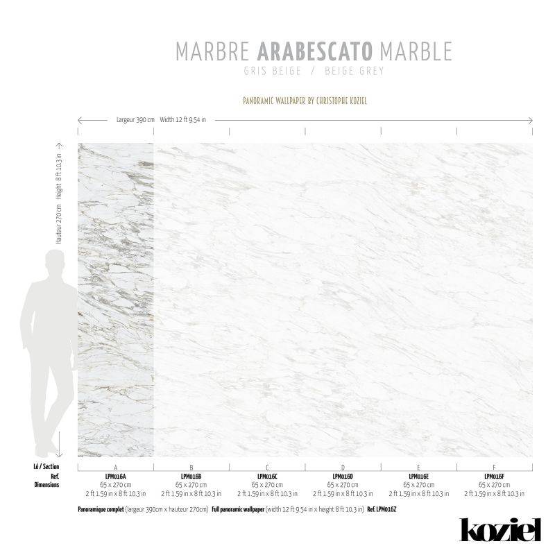 LPM016-X | Beige Grey Arabescato marble panoramic mural