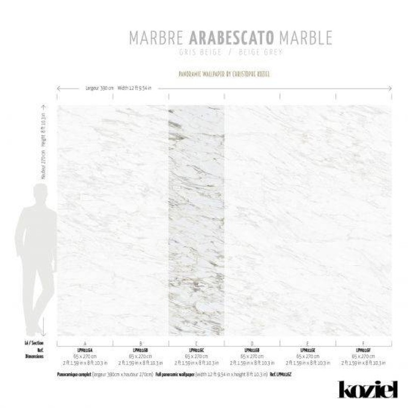 LPM016-X | Beige Grey Arabescato marble panoramic mural