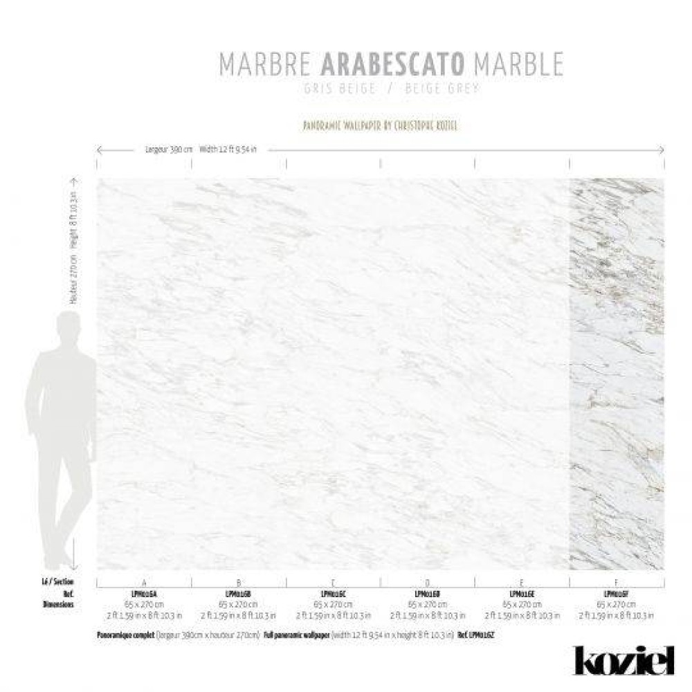 LPM016-X | Beige Grey Arabescato marble panoramic mural