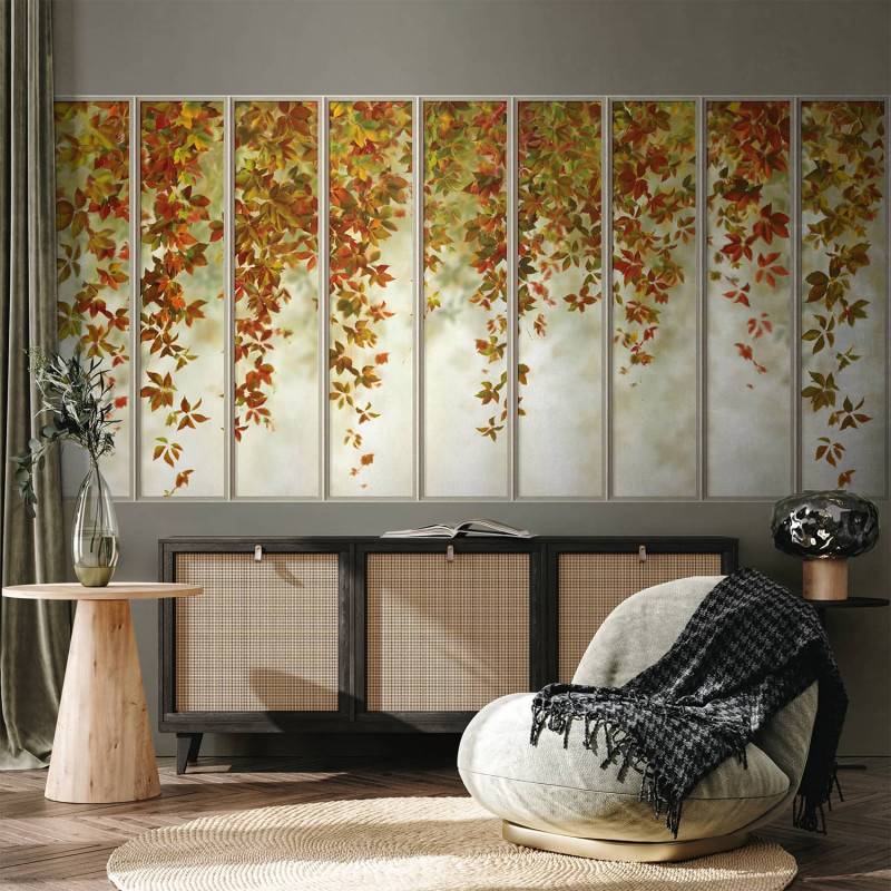 LPV055-X | Autumnal small loft windows panoramic wall mural - Beige