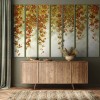 LPV056-X | Autumnal small loft windows panoramic wall mural - Sage green