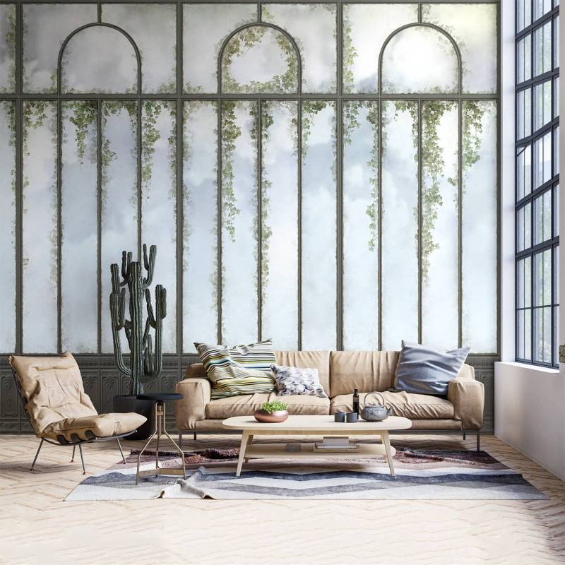 LPV057LE-X | Panoramic wallpaper black royal greenhouse and ivy