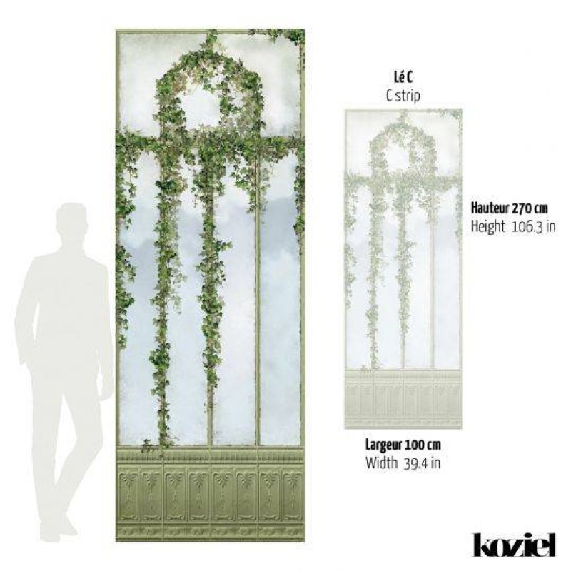 LPV058CL-X | Panoramic wallpaper sage green royal greenhouse covered with ivy