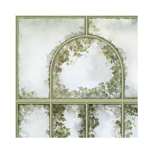 LPV058LE-X | Panoramic wallpaper green sage royal greenhouse and ivy