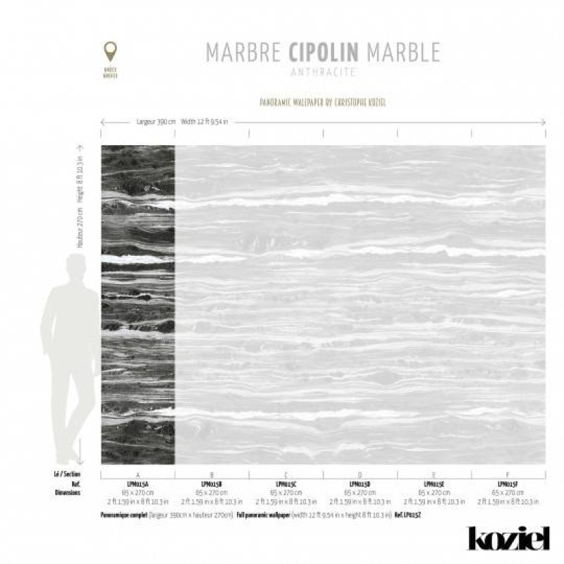 LPM015-X | Anthracite Cipolin marble panoramic wall mural