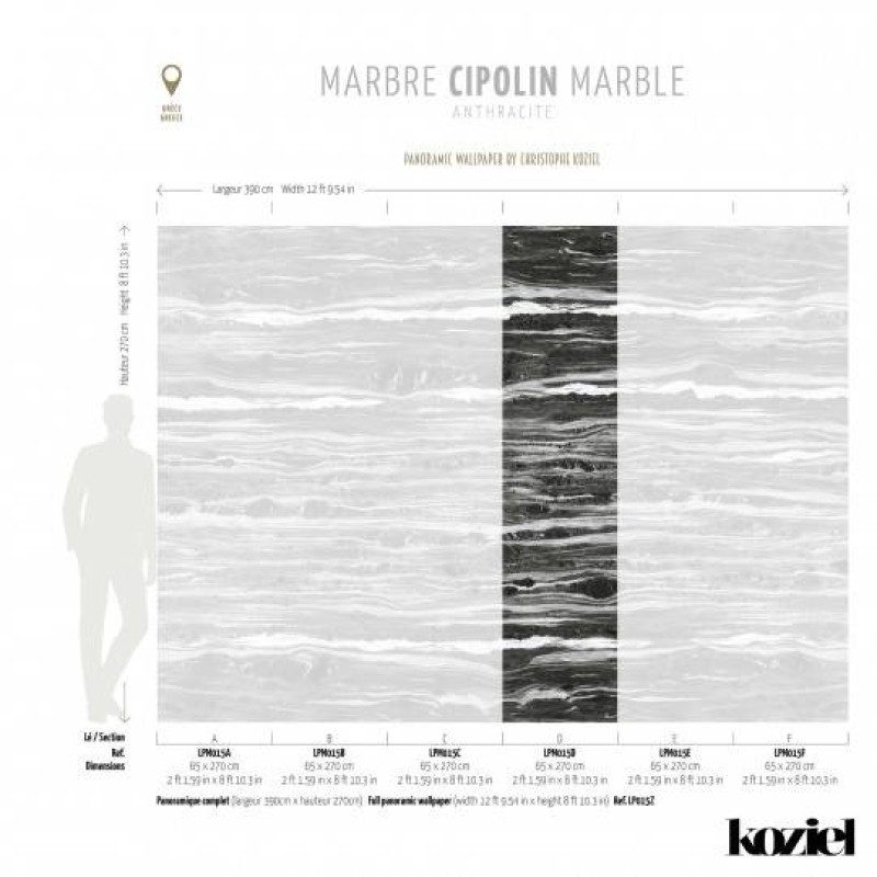 LPM015-X | Anthracite Cipolin marble panoramic wall mural