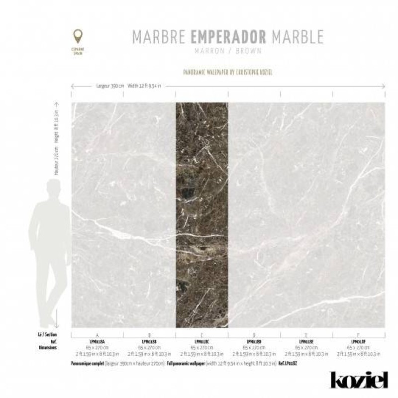 LPM018-X | Brown Emperador marble panoramic wall mural