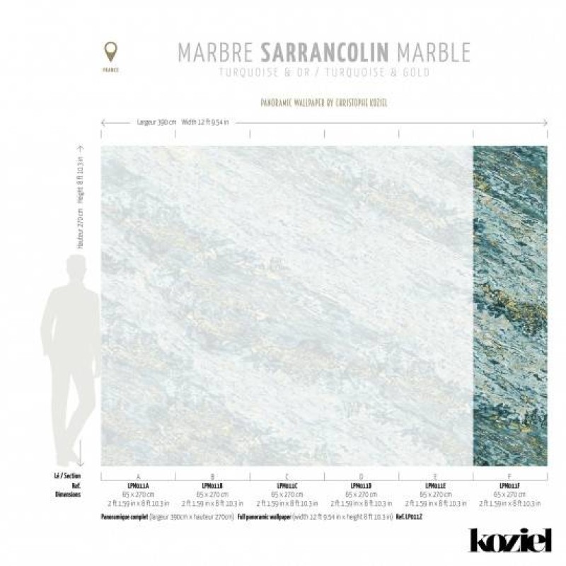 LPM011-X | Turquoise & Gold Sarrancolin marble