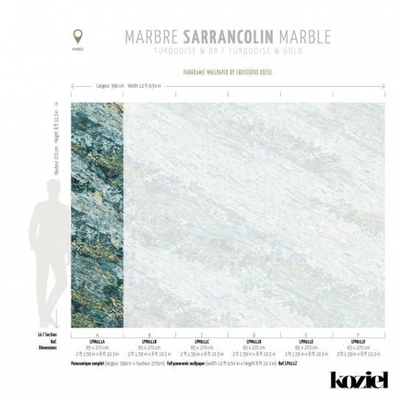 LPM011-X | Turquoise & Gold Sarrancolin marble