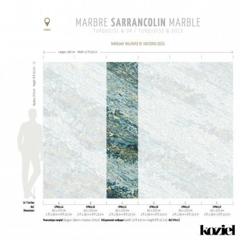 LPM011-X | Turquoise & Gold Sarrancolin marble