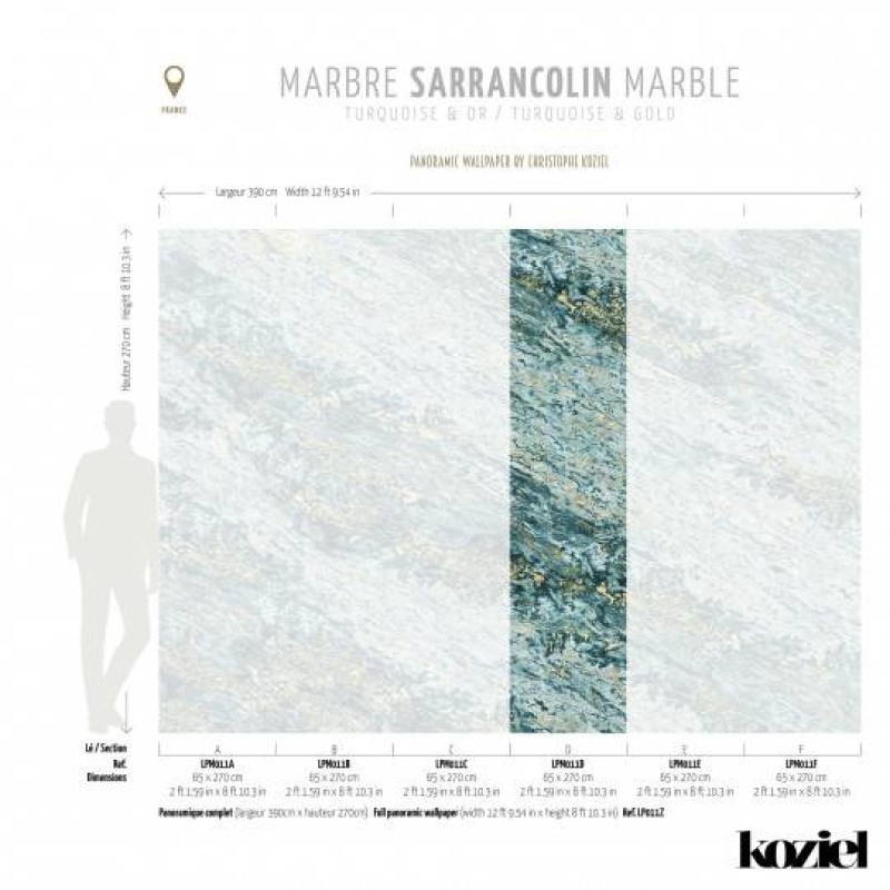 LPM011-X | Turquoise & Gold Sarrancolin marble