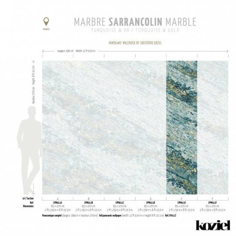 LPM011-X | Turquoise & Gold Sarrancolin marble