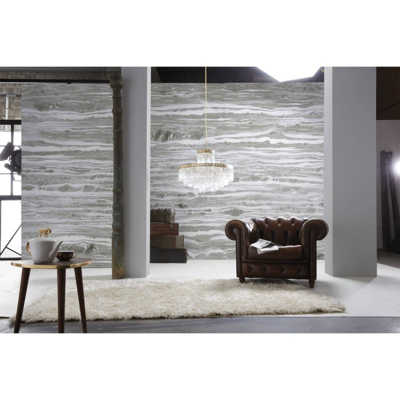 LPM017-X | Light Grey Cipolin marble panoramic wall mural