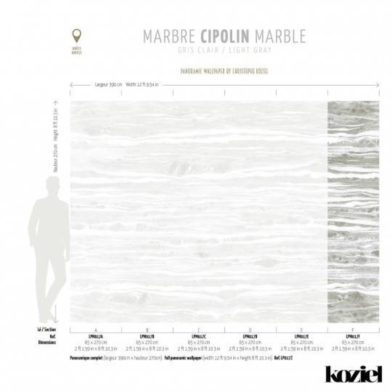 LPM017-X | Light Grey Cipolin marble panoramic wall mural