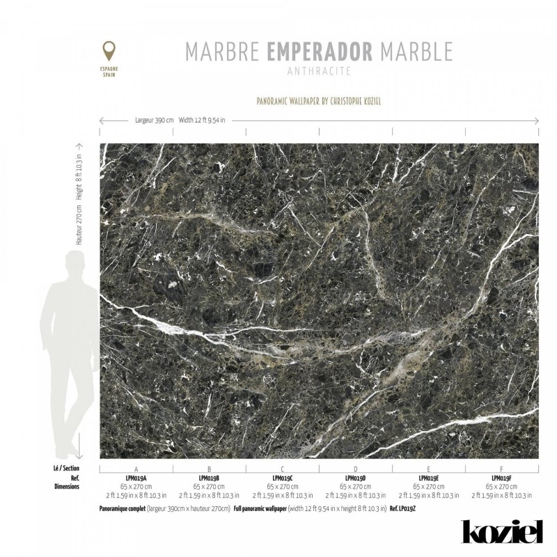 LPM019-X | Anthracite Emperador marble panoramic wall mural