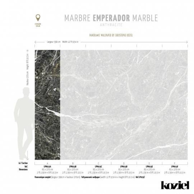 LPM019-X | Anthracite Emperador marble panoramic wall mural