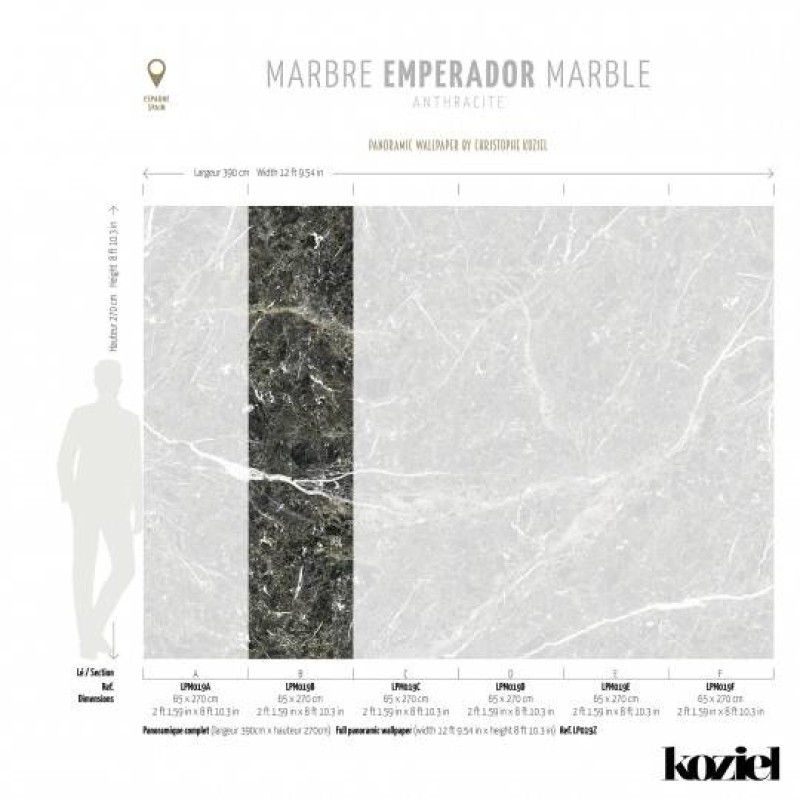 LPM019-X | Anthracite Emperador marble panoramic wall mural