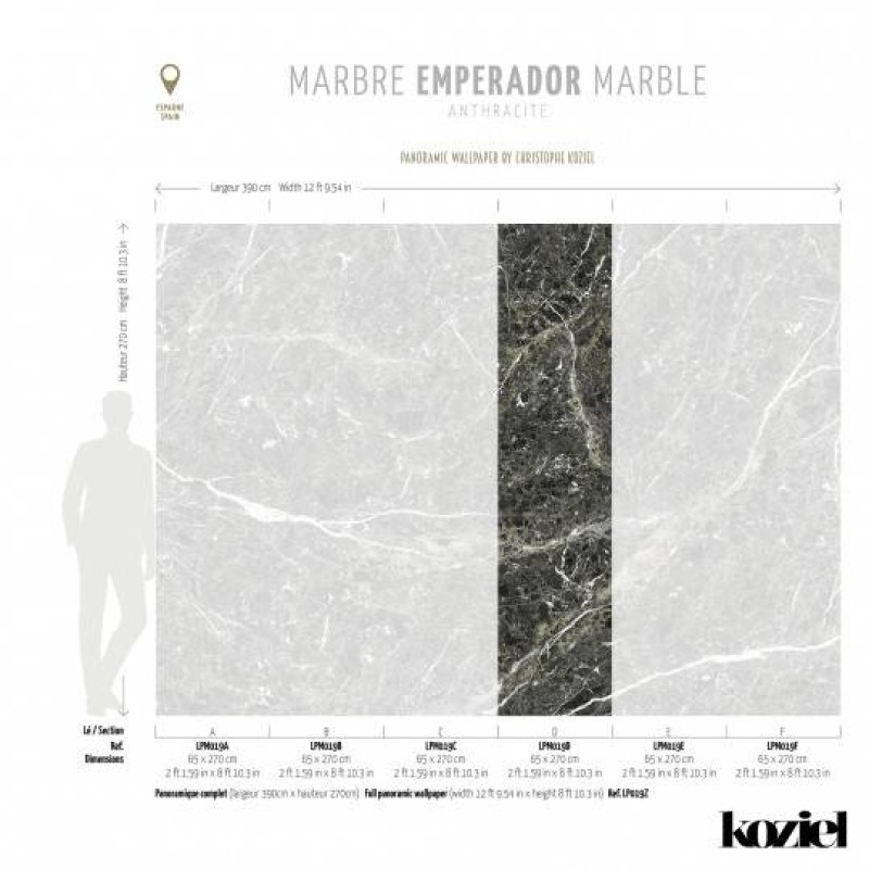 LPM019-X | Anthracite Emperador marble panoramic wall mural