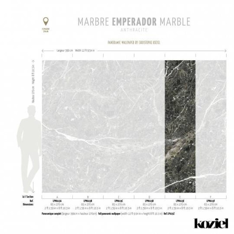 LPM019-X | Anthracite Emperador marble panoramic wall mural