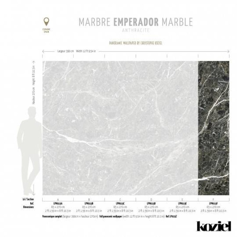 LPM019-X | Anthracite Emperador marble panoramic wall mural