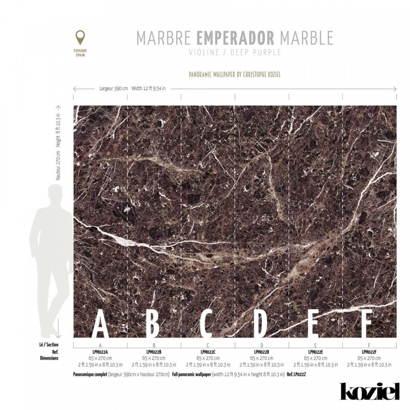 LPM022-X | Deep Purple Emperador marble panoramic wall mural