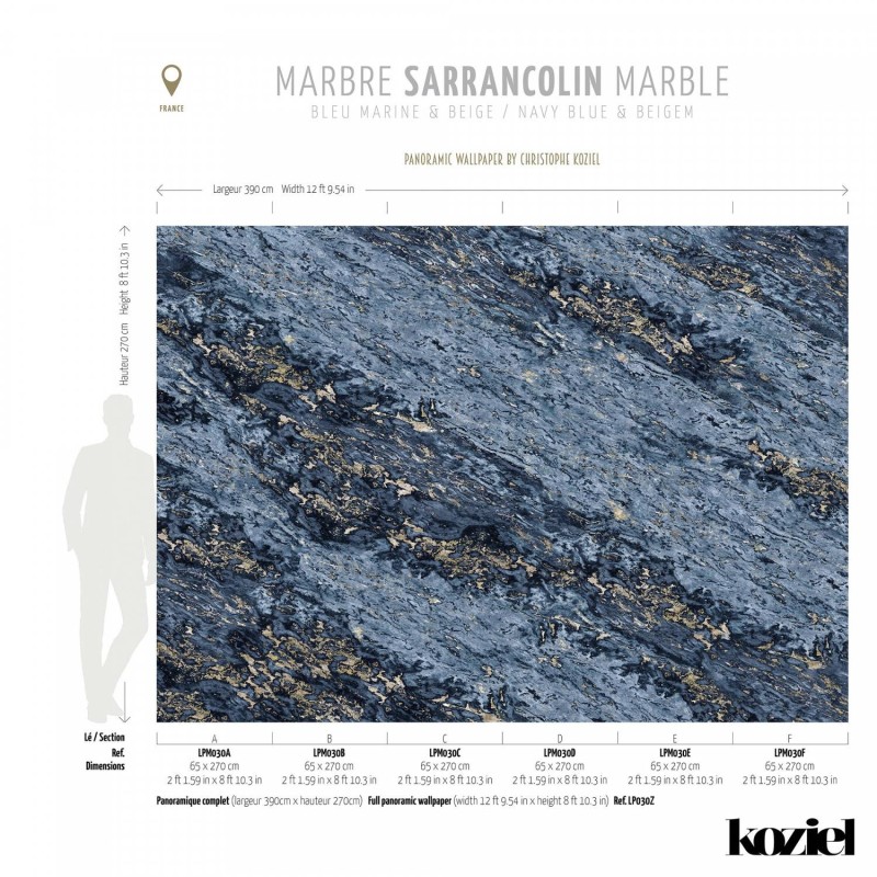 LPM030-X | Navy Blue & Beige Sarrancolin marble