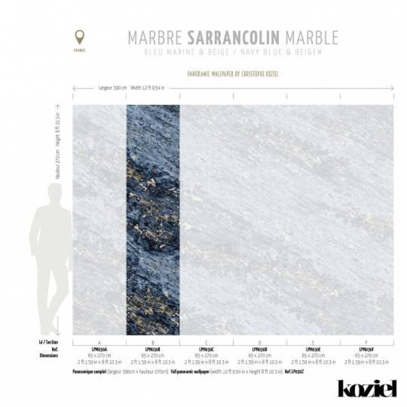 LPM030-X | Navy Blue & Beige Sarrancolin marble