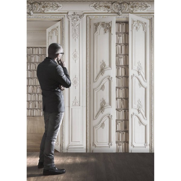 7945-24P | Perspective bookshelves with haussmann panelling 133cm