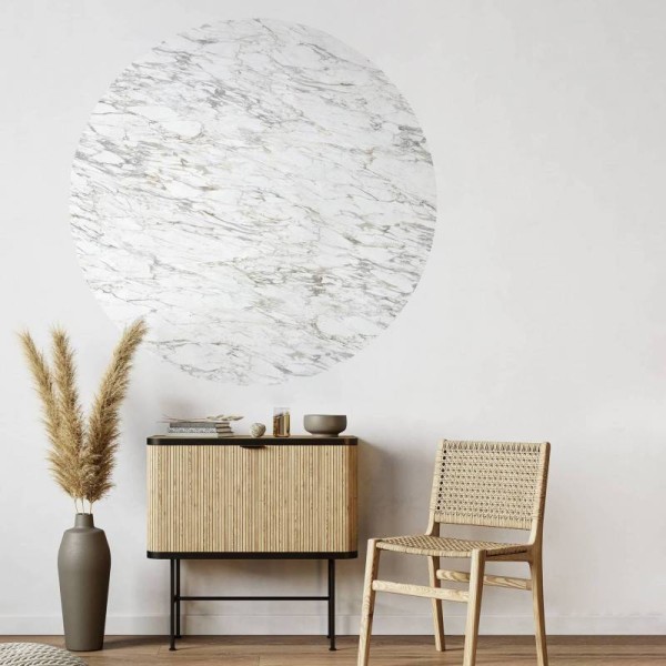 CIRC-LPM016 | Beige Grey Arabescato marble round wallpaper - Ø 130 cm