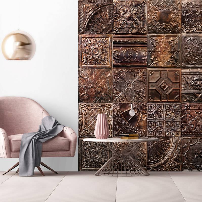 LPT010-X | Panoramic wallpaper victorian tin tiles copper spirit