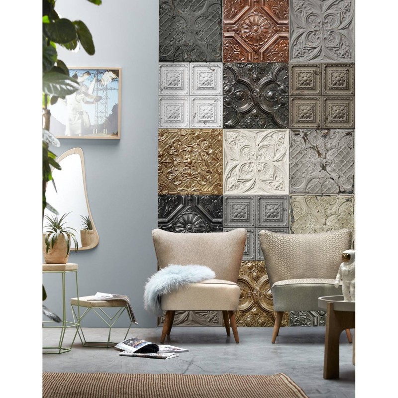 LPT001-X | Panoramic wallpaper victorian tin tiles patchwork mix 001