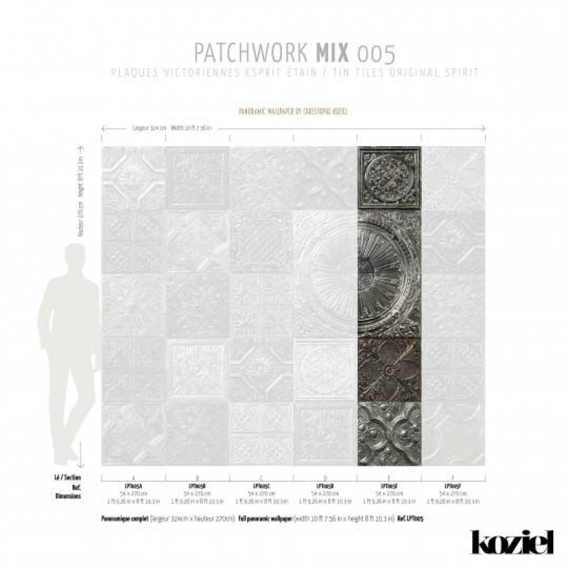 LPT005-X | Panoramic wallpaper victorian tin tiles original spirit