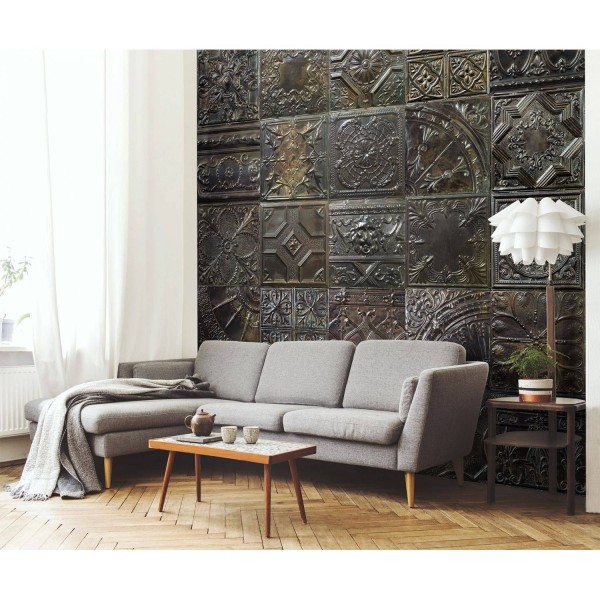 LPT006-X | Panoramic wallpaper victorian tin tiles carbon spirit