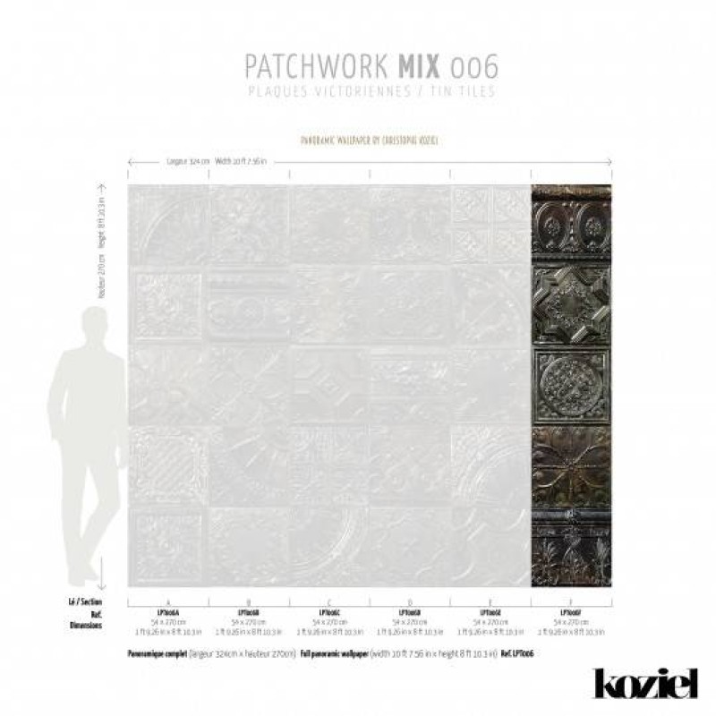 LPT006-X | Panoramic wallpaper victorian tin tiles carbon spirit