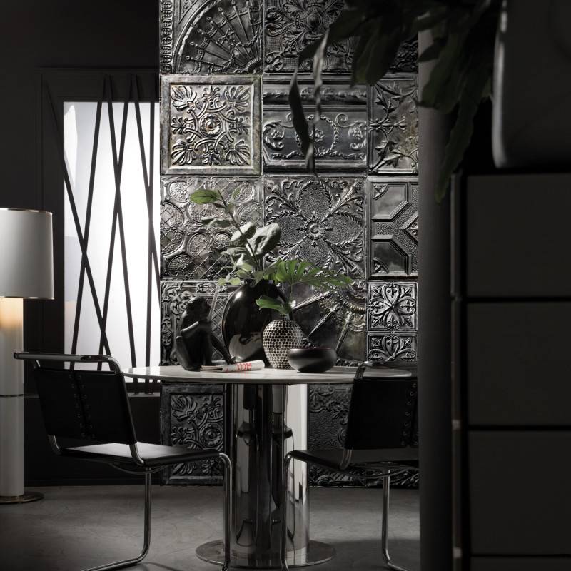 LPT007-X | Panoramic wallpaper victorian tin tiles silver spirit