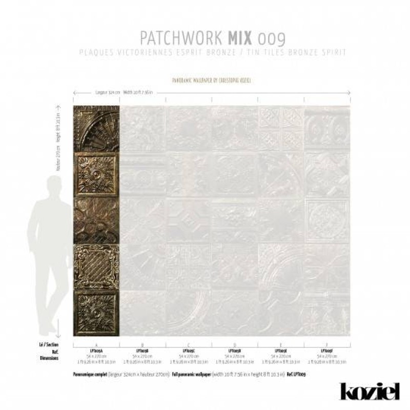 LPT009-X | Panoramic wallpaper victorian tin tiles bronze spirit