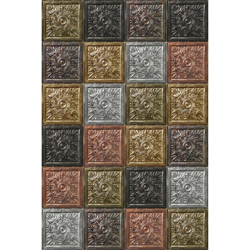 PPV004DMIXX6 | Mixed colour tin tiles wallpaper