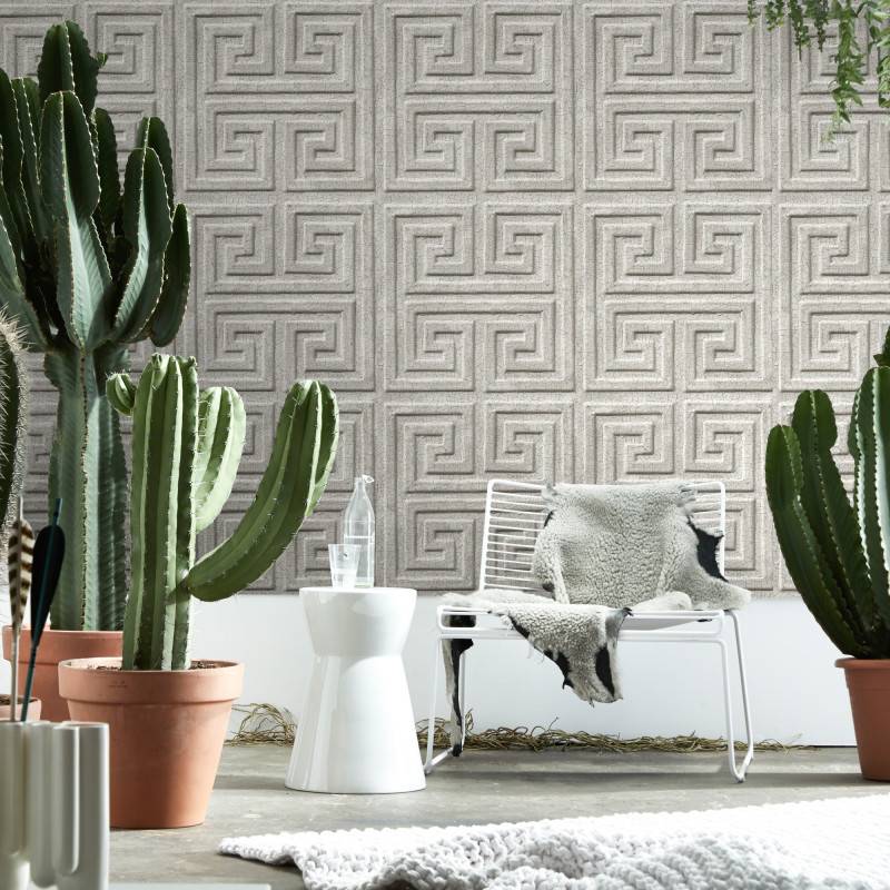 PPV007P05X6 | Antique light grey tin tiles wallpaper