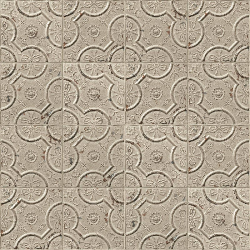 PPV008P03X6 | Antique beige tin tiles wallpaper