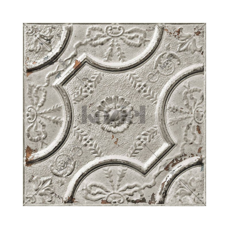 PPV008P05X6 | Antique light grey tin tiles wallpaper