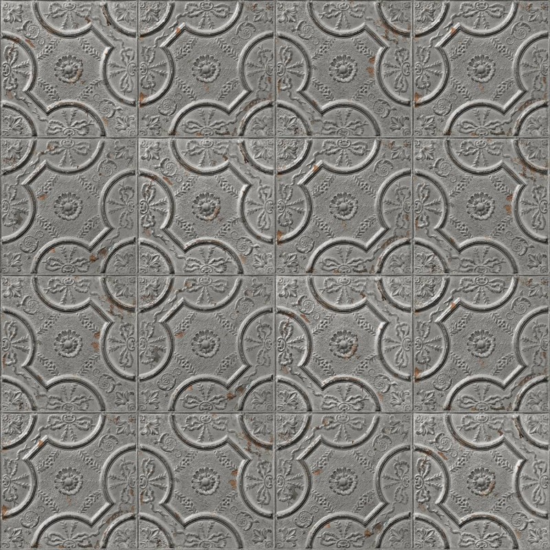 PPV008P06X6 | Antique mid-gray tin tiles wallpaper