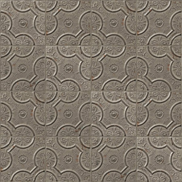 PPV008P07X6 | Antique taupe grey tin tiles wallpaper