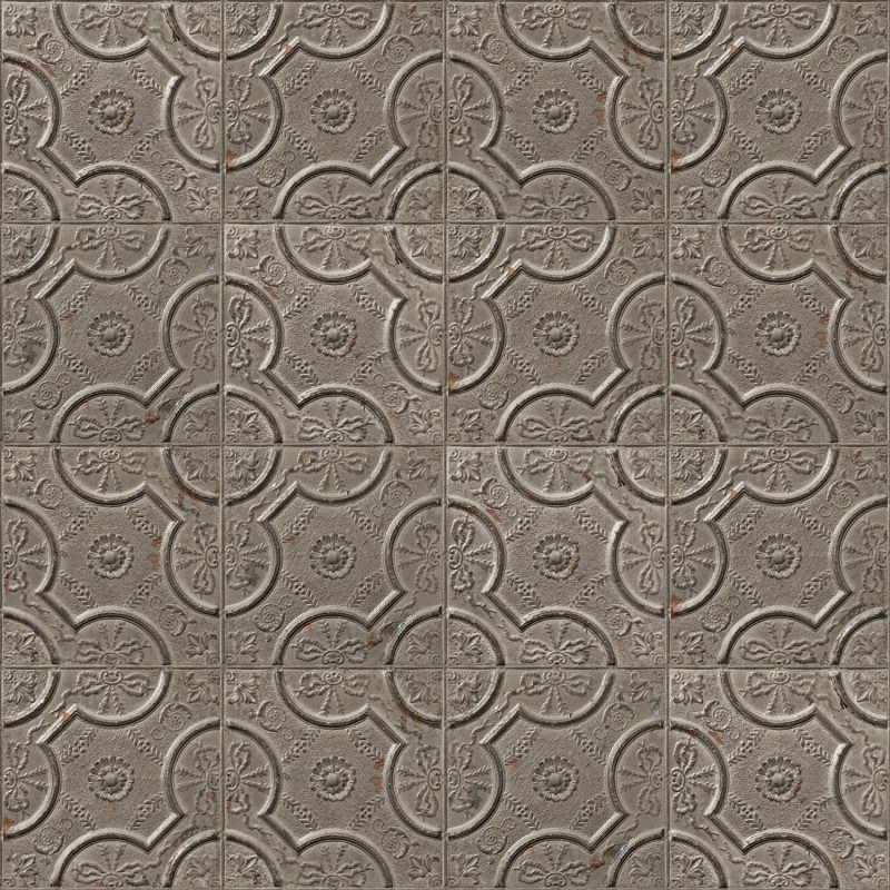 PPV008P07X6 | Antique taupe grey tin tiles wallpaper