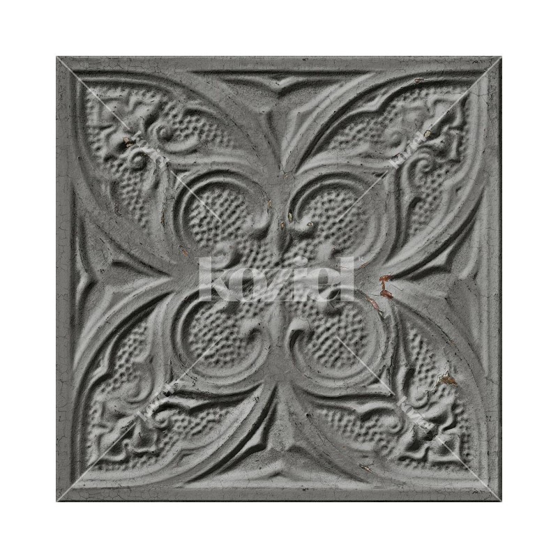 PPV013P06X6 | Antique mid grey tin tiles wallpaper