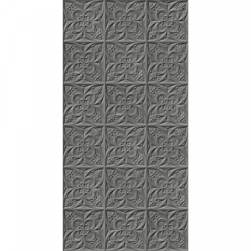 PPV013P06X6 | Antique mid grey tin tiles wallpaper