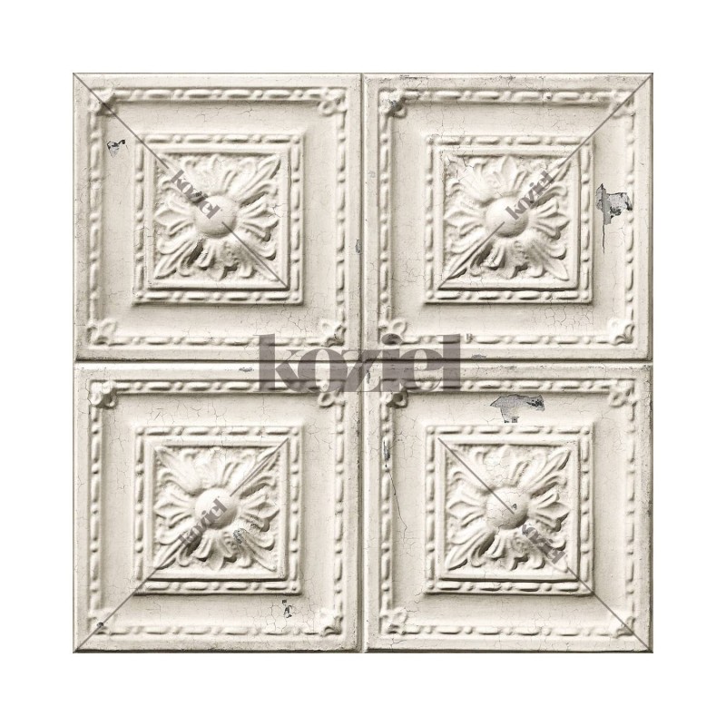 PPV014P02X24 | Antique off white tin tiles wallpaper