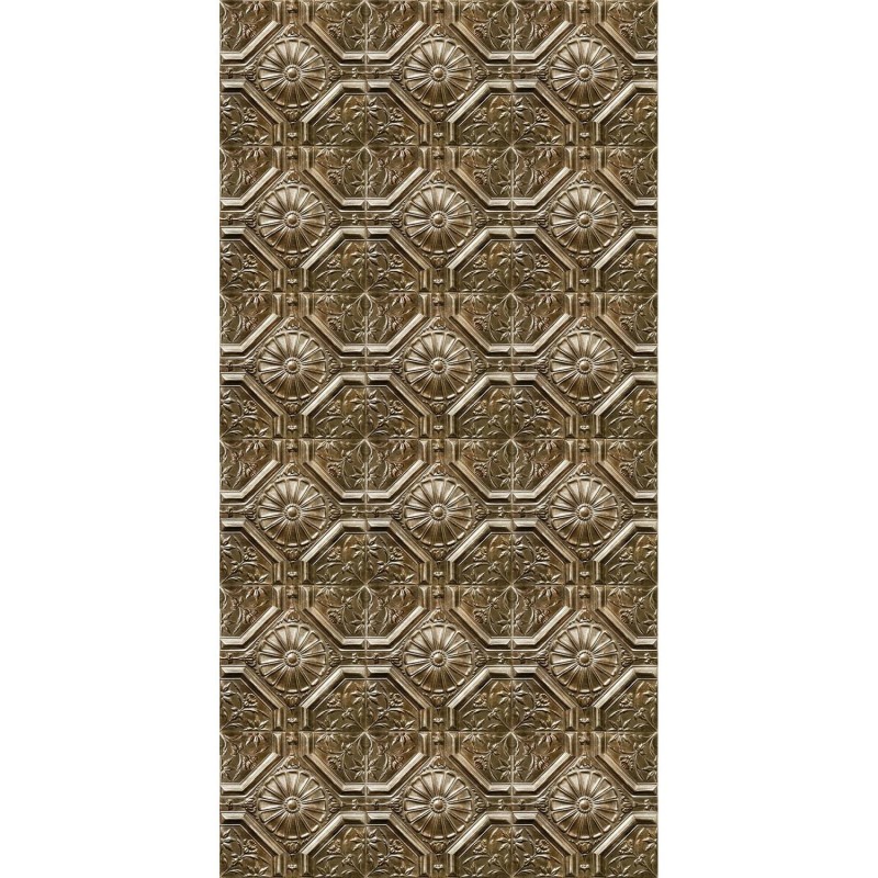 PPV014P04X24 | Antique khaki tin tiles wallpaper