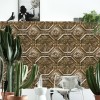 PPV014P04X24 | Antique khaki tin tiles wallpaper