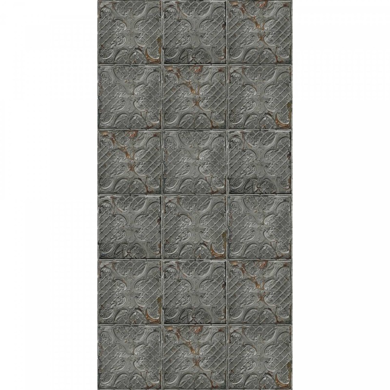 PPV018P06X6 | Antique mid-grey tin tiles wallpaper